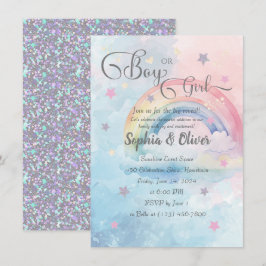 Rainbow Watercolor Abstrakt Gender Reveal Einladung