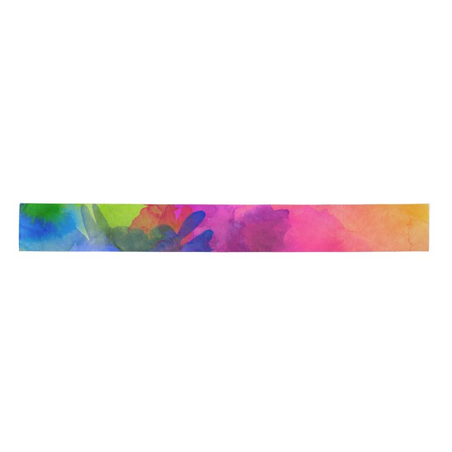 Rainbow Watercolor Abstrakt Satinband (Vorderseite)