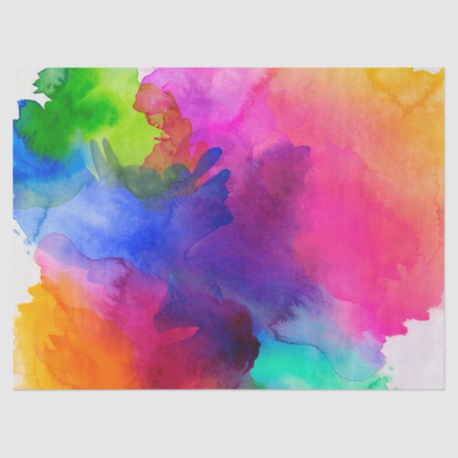 Rainbow Watercolor Abstrakt Seidenpapier (Vorderseite)