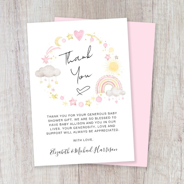 Rainbow Watercolor Baby Girl Dusche Danke Karte (Von Creator hochgeladen)