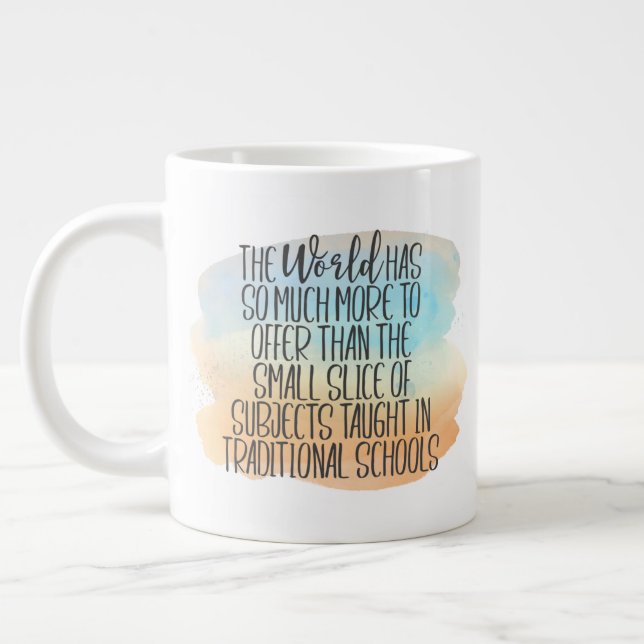 Rainbow Watercolor Bildung Zitat Jumbo-Tasse (Links)