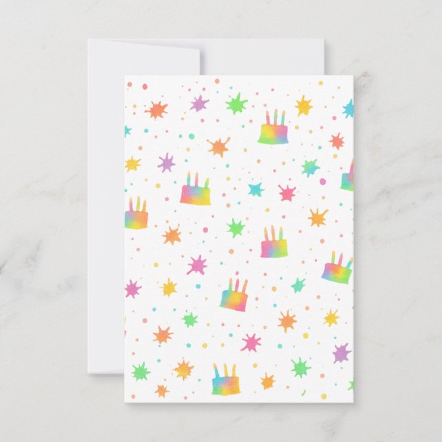 Rainbow Watercolor Birthday Cake Colorful Paint Einladung (Vorderseite)