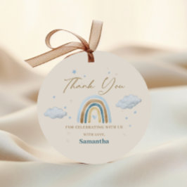 Rainbow Watercolor Blue Gold Baby Dusche Geschenkanhänger