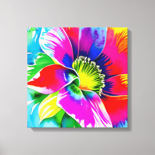 Rainbow Watercolor Blume Stretched Leinwand