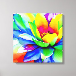 Rainbow Watercolor Blume Stretched Leinwand