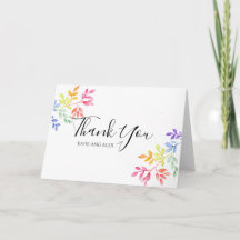 Rainbow Watercolor Botanische Hochzeit Vielen Dank