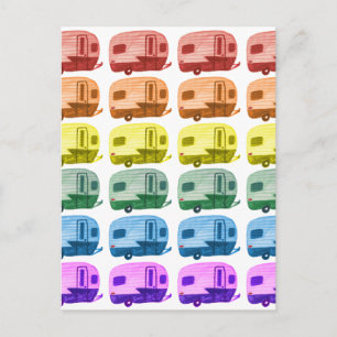 Rainbow Watercolor Camper Trailers RV Postkarte