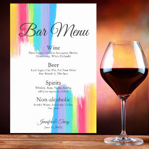Rainbow Watercolor Chic LGBTQ Wedding Drinks Menü Poster