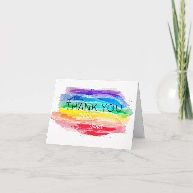 Rainbow Watercolor Collection Danke Karte (Vorderseite)