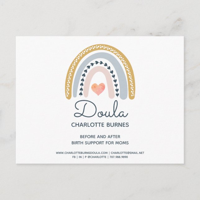 Rainbow Watercolor Doula Postkarte (Vorderseite)