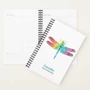 Rainbow Watercolor Dragonfly Personalisiert Planer