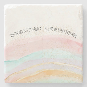 Rainbow Watercolor Du bist mein Pot of Gold Romant Steinuntersetzer