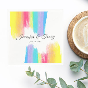 Rainbow Watercolor Elegant LGBTQ Wedding Napkins Serviette