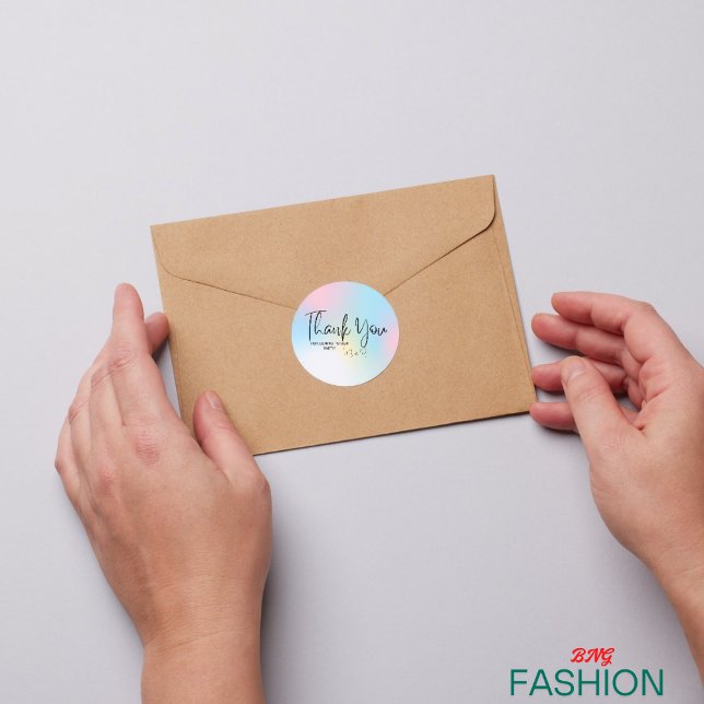 Rainbow Watercolor Elegant Wedding Vielen Dank Runder Aufkleber (#ordernow)