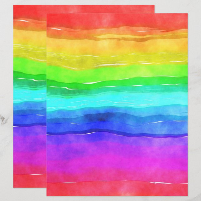 Rainbow Watercolor Farbenfarbenes Scrapbook (Vorne/Hinten)