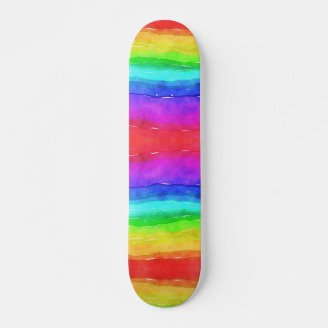 Rainbow Watercolor farbig Skateboard (Vorne)