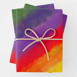 Rainbow Watercolor Geschenkpapier Set