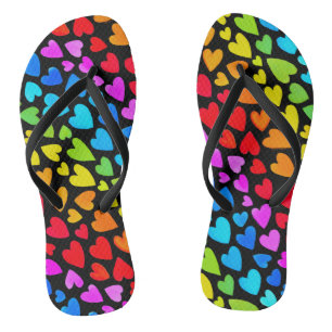 Rainbow Watercolor-Herzmuster Flip Flops
