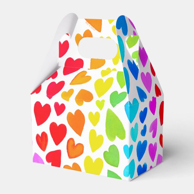 Rainbow Watercolor-Herzmuster Geschenkschachtel (Vorderseite)