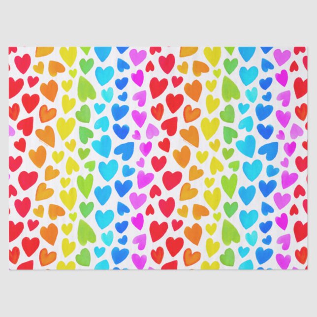 Rainbow Watercolor-Herzmuster Seidenpapier (Vorderseite)