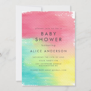 Rainbow Watercolor-Hintergrunddruckkarten Einladung