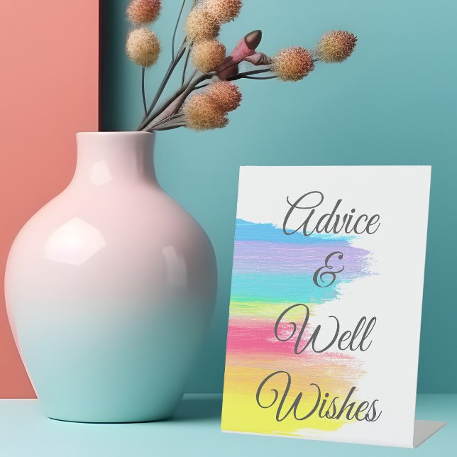 Rainbow Watercolor Hochzeitsratgeber und Brunnen W Sockelschild (Von Creator hochgeladen)