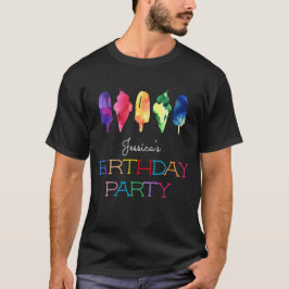 Rainbow Watercolor Ice Cream Popsicle Partys T-Shirt