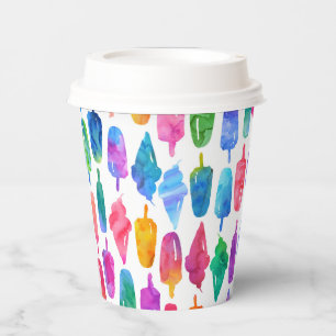 Rainbow Watercolor Ice Cream Popsiday Pappbecher