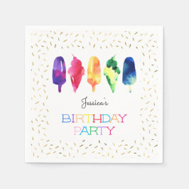 Rainbow Watercolor Ice Creme Ice Pops Stilvoll Gol Serviette