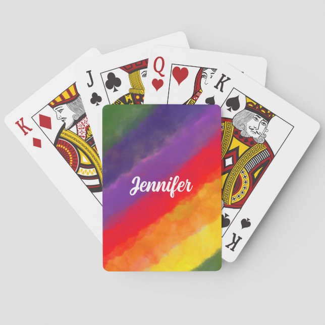 Rainbow Watercolor-Individuelle Name Spielkarten (Rückseite)
