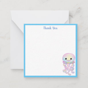 Rainbow Watercolor Jellyfish Merci Carte de note