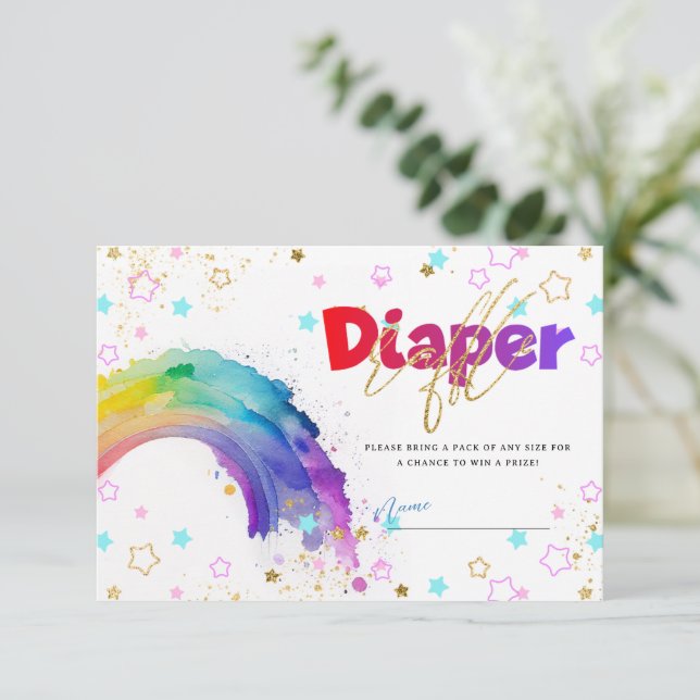 Rainbow Watercolor Kinderdusche Windelwaschmaschin Einladung (Stehend Vorderseite)