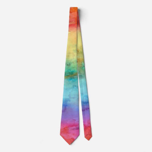 Rainbow Watercolor Krawatte (Vorderseite)
