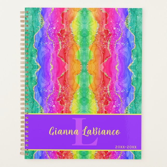 Rainbow Watercolor Kristallsteindesign Planer (Vorderseite)