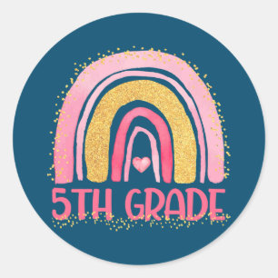 Rainbow Watercolor-Lehrer der fünften Klasse Kinde Runder Aufkleber