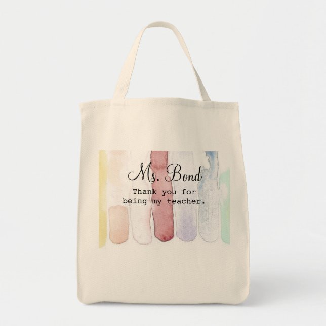 Rainbow Watercolor LehrerInnen-Geschenk an Tragetasche (Vorne)