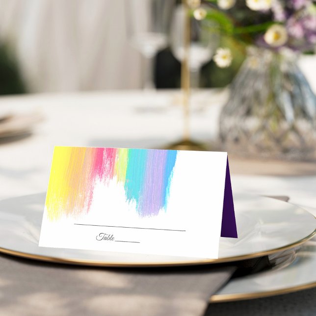 Rainbow Watercolor LGBTQ Gay Pride Hochzeit Platzkarte (Von Creator hochgeladen)