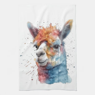 Rainbow Watercolor Llama Geschirrtuch