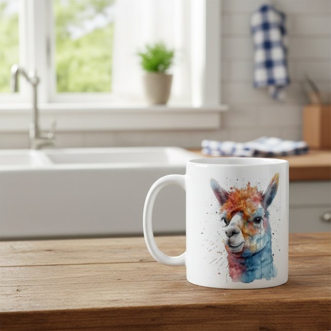 Rainbow Watercolor Llama Kaffeetasse (Von Creator hochgeladen)