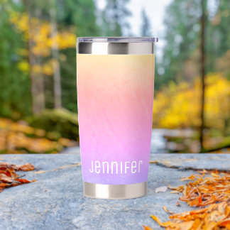 Rainbow Watercolor Name Modern Water Bottle Thermobecher