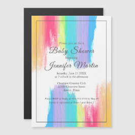 Rainbow Watercolor Paint Strokes Baby Dusche Magneteinladung