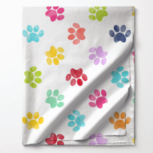 Rainbow Watercolor Paw Prints Muster Stoff