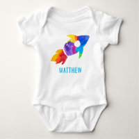 Rainbow Watercolor Rocket Weltraumkinder