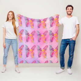 Rainbow Watercolor Schmetterlinge Pink & Lavender Fleecedecke