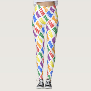 Rainbow Watercolor Scribbles Muster Leggings