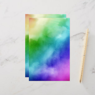 Rainbow Watercolor Stationery Briefpapier