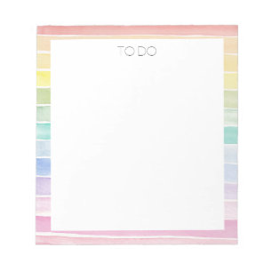 Rainbow Watercolor Streifen Farbige, helle Notepad Notizblock