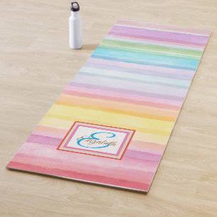 Rainbow Watercolor Streifen Personalisiert Yogamatte