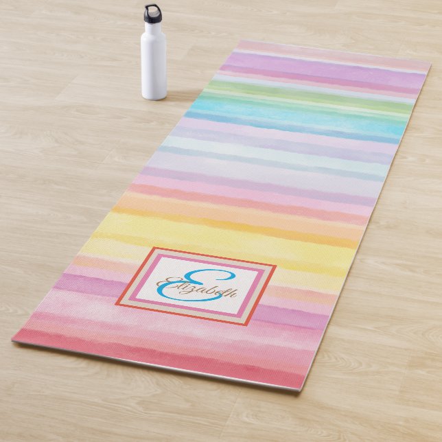 Rainbow Watercolor Streifen Personalisiert Yogamatte (Beispiel)