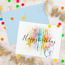 Rainbow Watercolor Strip Paint Spritzer Geburtstag Postkarte
